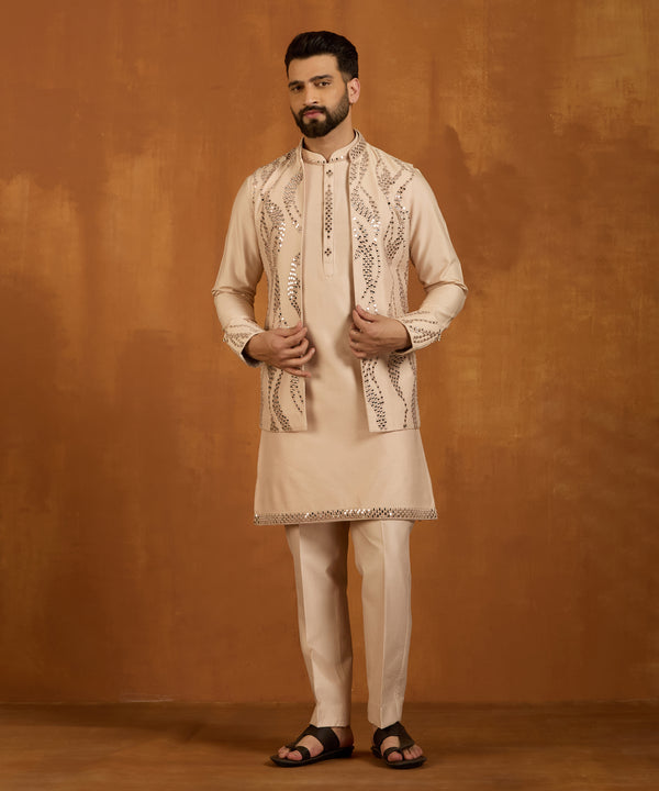 Pink Indo Vest Kurta Set
